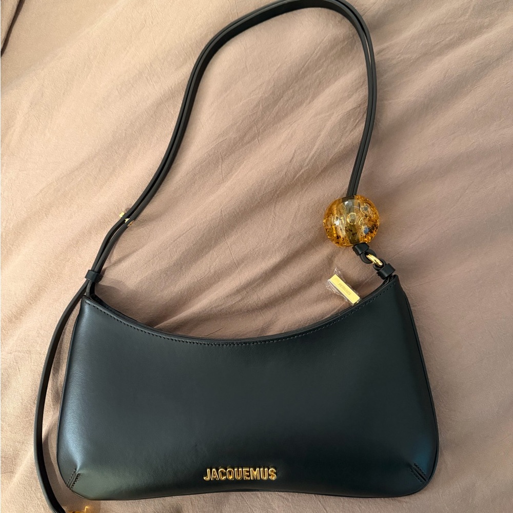 Jacquemus Black Shoulder Bag with Gold Accents